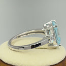 Sterling Silver Triple Rectangular Aquamarine CZ Ring