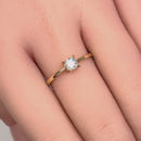 Solid 14K Yellow Gold Solitaire Princess Cut CZ Engagement Ring