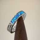 Sterling Silver Greek Blue Lab Opal Band Ring
