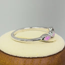Sterling Silver Triple Marquise Pink Lab Opal Ring