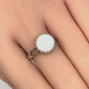 Sterling Silver Crown White Lab Opal Ring