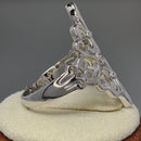 Sterling Silver Double Fleur de Lis Heart Ring