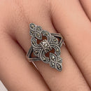 Sterling Silver Fleur-de-lis Marcasite Ring