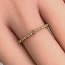 Solid 14K Yellow Gold Half Eternity Clear Round CZ Ring