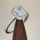 Solid 14K White Gold Radiant Cut Halo CZ Engagement Ring