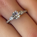 Sterling Silver Vintage Trio Round Cut Clear CZ Engagement Ring