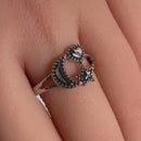 Sterling Silver Moon Star Heart Ring