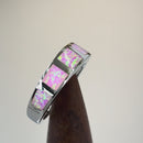 Sterling Silver 5 Bar Pink Lab Opal Ring
