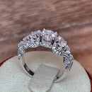 Sterling Silver Regal Round Cut Clear CZ Engagement Ring