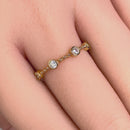 Solid 14K Yellow Gold Half Eternity Four Round CZ Ring