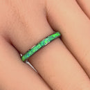 Sterling Silver Black Rhodium Plated Seamless Green Lab Opal Ring