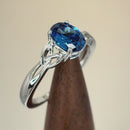 Sterling Silver Charmed Oval Light Blue CZ Ring