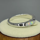 Sterling Silver White Lab Opal Band Ring