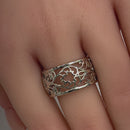 Sterling Silver Heart Vines Eternity Ring
