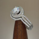 Sterling Silver Halo CZ Wedding Set Ring