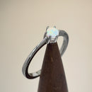 Sterling Silver Round White Lab Opal Ring