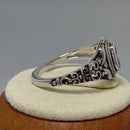 Sterling Silver Austere Oval Purple CZ Ring