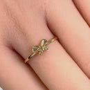Solid 14K Yellow Gold Dainty Butterfly Ring