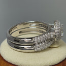 Sterling Silver Halo Round CZ Engagement Set Ring