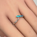 Sterling Silver Trendy Blue Lab Opal Chevron Ring
