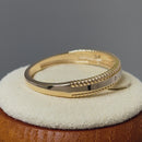 Solid 14K Yellow Gold Edged Double Rope Diamond Ring