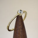 Solid 14K Yellow Gold Round 4mm Clear CZ Ring