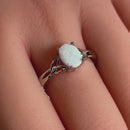 Sterling Silver Oval Celtic White Lab Opal Ring