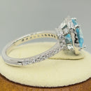 Sterling Silver Cushion Cut Aqua Blue CZ Ring