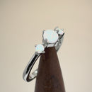Sterling Silver Triple White Lab Opal Ring