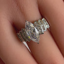 Sterling Silver Royal Marquise Cut Engagement CZ Ring