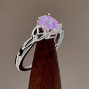 Sterling Silver Center Stone Charmed Pink Lab Opal Ring