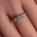 Solid 14K White Gold Triple Round Clear CZ Engagement Ring