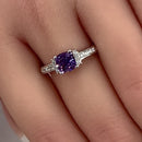 Sterling Silver Cushion Amethyst CZ Ring