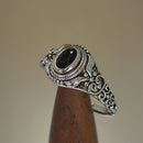 Sterling Silver Austere Oval Cut Black CZ Ring