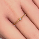 Solid 14K Yellow Gold Thin Stackable Rope and Diamond Ring
