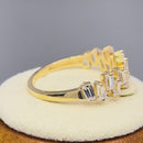 Solid 14K Yellow Gold Baguette Tapered Cut Cluster CZ Ring