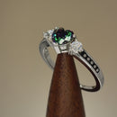 Sterling Silver Heart Rainbow Topaz CZ Ring