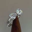 Sterling Silver Bow Heart Cut Clear CZ Ring