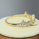 Solid 14K Yellow Gold Jagged Crown CZ Ring