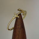 Solid 14K Yellow Gold Anchor Round CZ Ring