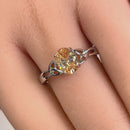 Sterling Silver Charmed Oval Champaign CZ Ring