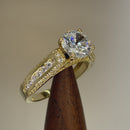 Solid 14K Yellow Gold Majestic Round CZ Engagement Ring