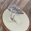 Sterling Silver Filigree Floral Teardrop Ring