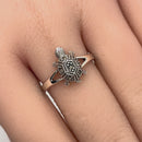 Sterling Silver Tiny Turtle Marcasite Ring