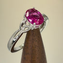Sterling Silver Charmed Oval Ruby CZ Ring