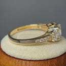 Solid 14K Yellow Gold Classic 6mm Triple Round Cut CZ Engagement Ring