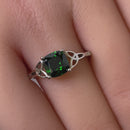 Sterling Silver Square Emerald Celtic CZ Ring