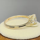 Solid 14K Yellow Gold Cushion Cut Triple CZ Engagement Ring