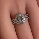 Sterling Silver Halo CZ Wedding Set Ring