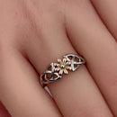 Sterling Silver Gold Two Tone Celtic Daisy Rose Ring